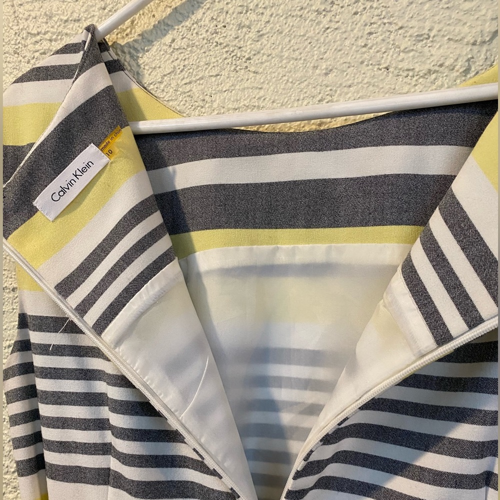 Calvin Klein size 10- yellow, grey and white striped dress - Picture 5 of 5
